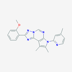 molecular formula C22H20N6O B360168 2-[8,9-dimethyl-7-(4-methyl-2-pyridinyl)-7H-pyrrolo[3,2-e][1,2,4]triazolo[1,5-c]pyrimidin-2-yl]phenyl methyl ether CAS No. 921088-93-9