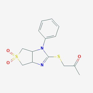 molecular formula C14H16N2O3S2 B360169 1-[(5,5-dioxido-1-phenyl-3a,4,6,6a-tetrahydro-1H-thieno[3,4-d]imidazol-2-yl)sulfanyl]acetone CAS No. 919731-79-6