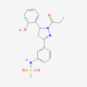 molecular formula C19H21N3O4S B360170 N-(3-(5-(2-hydroxyphenyl)-1-propionyl-4,5-dihydro-1H-pyrazol-3-yl)phenyl)methanesulfonamide CAS No. 921069-30-9