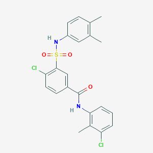 molecular formula C22H20Cl2N2O3S B3601715 4-chloro-N-(3-chloro-2-methylphenyl)-3-{[(3,4-dimethylphenyl)amino]sulfonyl}benzamide 