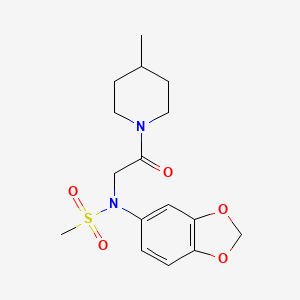 N-1,3-benzodioxol-5-yl-N-[2-(4-methyl-1-piperidinyl)-2-oxoethyl]methanesulfonamide