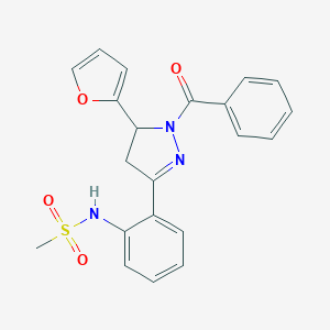 molecular formula C21H19N3O4S B360173 N-{2-[1-benzoyl-5-(2-furyl)-4,5-dihydro-1H-pyrazol-3-yl]phenyl}methanesulfonamide CAS No. 920461-91-2