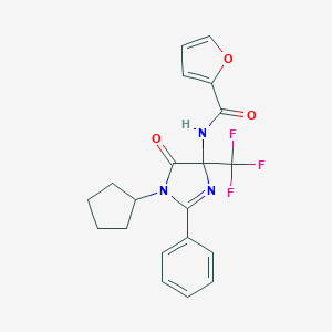 molecular formula C20H18F3N3O3 B360177 N-[1-cyclopentyl-5-oxo-2-phenyl-4-(trifluoromethyl)-4,5-dihydro-1H-imidazol-4-yl]-2-furamide CAS No. 896627-77-3