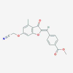 molecular formula C20H15NO5 B360178 (Z)-methyl 4-((6-(cyanomethoxy)-4-methyl-3-oxobenzofuran-2(3H)-ylidene)methyl)benzoate CAS No. 905014-81-5