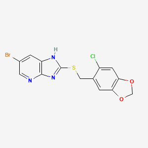 molecular formula C14H9BrClN3O2S B3601821 6-bromo-2-{[(6-chloro-1,3-benzodioxol-5-yl)methyl]thio}-3H-imidazo[4,5-b]pyridine 