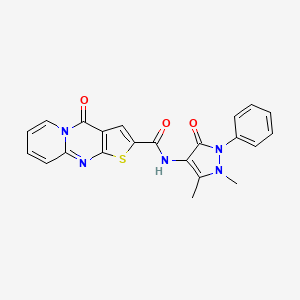 molecular formula C22H17N5O3S B3601826 N-(1,5-dimethyl-3-oxo-2-phenyl-2,3-dihydro-1H-pyrazol-4-yl)-4-oxo-4H-pyrido[1,2-a]thieno[2,3-d]pyrimidine-2-carboxamide 