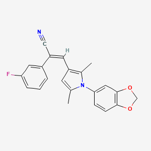 molecular formula C22H17FN2O2 B3601847 3-[1-(1,3-benzodioxol-5-yl)-2,5-dimethyl-1H-pyrrol-3-yl]-2-(3-fluorophenyl)acrylonitrile 