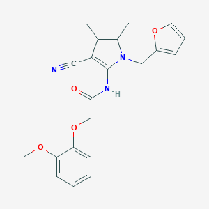 molecular formula C21H21N3O4 B360191 N-[3-cyano-1-(2-furylmethyl)-4,5-dimethyl-1H-pyrrol-2-yl]-2-(2-methoxyphenoxy)acetamide CAS No. 921098-38-6