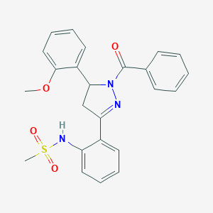 molecular formula C24H23N3O4S B360194 N-{2-[1-benzoyl-5-(2-methoxyphenyl)-4,5-dihydro-1H-pyrazol-3-yl]phenyl}methanesulfonamide CAS No. 921153-37-9