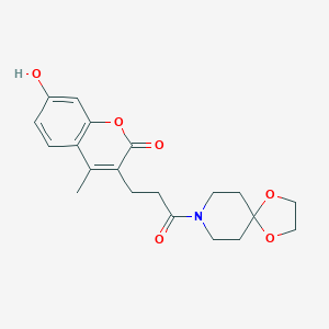 molecular formula C20H23NO6 B360198 3-[3-(1,4-dioxa-8-azaspiro[4.5]dec-8-yl)-3-oxopropyl]-7-hydroxy-4-methyl-2H-chromen-2-one CAS No. 919745-70-3