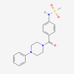 molecular formula C18H21N3O3S B3601993 N-{4-[(4-phenyl-1-piperazinyl)carbonyl]phenyl}methanesulfonamide 