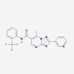 molecular formula C19H13F3N6O B360204 7-methyl-2-(3-pyridinyl)-N-[2-(trifluoromethyl)phenyl][1,2,4]triazolo[1,5-a]pyrimidine-6-carboxamide CAS No. 896668-14-7