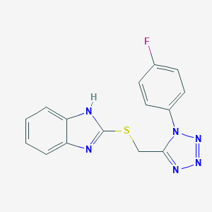 molecular formula C15H11FN6S B360205 1H-benzimidazol-2-yl [1-(4-fluorophenyl)-1H-tetraazol-5-yl]methyl sulfide CAS No. 912901-09-8