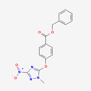 molecular formula C17H14N4O5 B3602066 benzyl 4-[(1-methyl-3-nitro-1H-1,2,4-triazol-5-yl)oxy]benzoate 