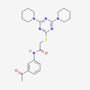 N-(3-acetylphenyl)-2-[(4,6-di-1-piperidinyl-1,3,5-triazin-2-yl)thio]acetamide