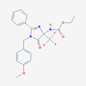 molecular formula C21H20F3N3O4 B360210 ethyl 1-(4-methoxybenzyl)-5-oxo-2-phenyl-4-(trifluoromethyl)-4,5-dihydro-1H-imidazol-4-ylcarbamate CAS No. 921141-97-1