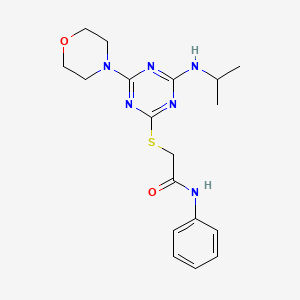 molecular formula C18H24N6O2S B3602126 2-{[4-(isopropylamino)-6-(4-morpholinyl)-1,3,5-triazin-2-yl]thio}-N-phenylacetamide 