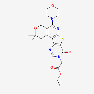 ethyl [2,2-dimethyl-5-(4-morpholinyl)-8-oxo-1,8-dihydro-2H-pyrano[4'',3'':4',5']pyrido[3',2':4,5]thieno[3,2-d]pyrimidin-9(4H)-yl]acetate