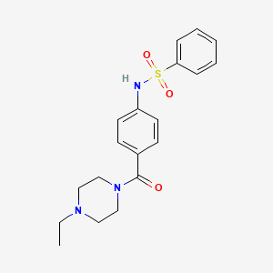 molecular formula C19H23N3O3S B3602149 N-{4-[(4-ethyl-1-piperazinyl)carbonyl]phenyl}benzenesulfonamide 