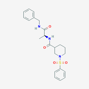 molecular formula C22H27N3O4S B360215 N-[2-(benzylamino)-1-methyl-2-oxoethyl]-1-(phenylsulfonyl)-3-piperidinecarboxamide CAS No. 1014084-24-2