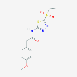 molecular formula C13H15N3O4S2 B360217 N-[5-(ethylsulfonyl)-1,3,4-thiadiazol-2-yl]-2-(4-methoxyphenyl)acetamide CAS No. 901665-69-8