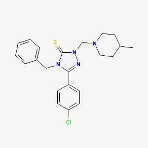 molecular formula C22H25ClN4S B3602178 4-benzyl-5-(4-chlorophenyl)-2-[(4-methyl-1-piperidinyl)methyl]-2,4-dihydro-3H-1,2,4-triazole-3-thione 