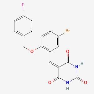 molecular formula C18H12BrFN2O4 B3602184 5-{5-bromo-2-[(4-fluorobenzyl)oxy]benzylidene}-2,4,6(1H,3H,5H)-pyrimidinetrione 