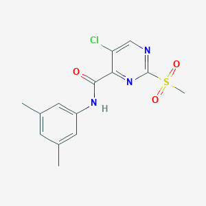 molecular formula C14H14ClN3O3S B360221 5-chloro-N-(3,5-dimethylphenyl)-2-(methylsulfonyl)-4-pyrimidinecarboxamide CAS No. 902244-02-4