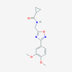 molecular formula C15H17N3O4 B360224 N-{[3-(3,4-dimethoxyphenyl)-1,2,4-oxadiazol-5-yl]methyl}cyclopropanecarboxamide CAS No. 919743-71-8