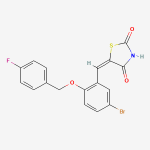 (5E)-5-({5-BROMO-2-[(4-FLUOROPHENYL)METHOXY]PHENYL}METHYLIDENE)-1,3-THIAZOLIDINE-2,4-DIONE