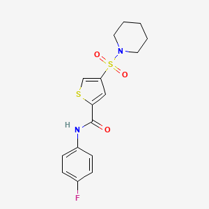 molecular formula C16H17FN2O3S2 B3602281 N-(4-fluorophenyl)-4-(1-piperidinylsulfonyl)-2-thiophenecarboxamide 