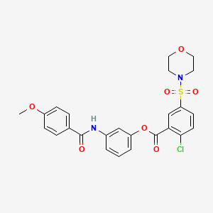 molecular formula C25H23ClN2O7S B3602283 3-[(4-methoxybenzoyl)amino]phenyl 2-chloro-5-(4-morpholinylsulfonyl)benzoate 