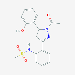 molecular formula C18H19N3O4S B360229 N-{2-[1-acetyl-5-(2-hydroxyphenyl)-4,5-dihydro-1H-pyrazol-3-yl]phenyl}methanesulfonamide CAS No. 921085-70-3