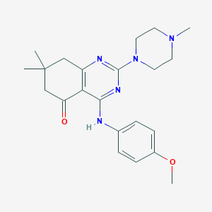 molecular formula C22H29N5O2 B360230 4-[(4-methoxyphenyl)amino]-7,7-dimethyl-2-(4-methylpiperazin-1-yl)-7,8-dihydroquinazolin-5(6H)-one CAS No. 920475-66-7