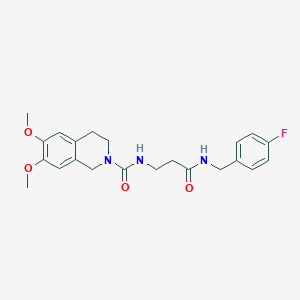 molecular formula C22H26FN3O4 B360231 N-{3-[(4-fluorobenzyl)amino]-3-oxopropyl}-6,7-dimethoxy-3,4-dihydro-2(1H)-isoquinolinecarboxamide CAS No. 919740-30-0