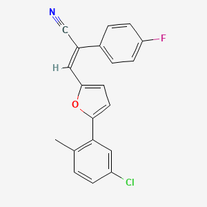 molecular formula C20H13ClFNO B3602314 (E)-3-[5-(5-chloro-2-methylphenyl)furan-2-yl]-2-(4-fluorophenyl)prop-2-enenitrile 