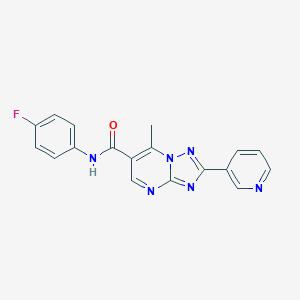 molecular formula C18H13FN6O B360234 N-(4-fluorophenyl)-7-methyl-2-(3-pyridinyl)[1,2,4]triazolo[1,5-a]pyrimidine-6-carboxamide CAS No. 896668-45-4