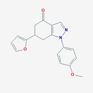 molecular formula C18H16N2O3 B360239 6-(2-furyl)-1-(4-methoxyphenyl)-1,5,6,7-tetrahydro-4H-indazol-4-one CAS No. 896668-24-9