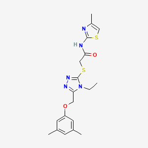 molecular formula C19H23N5O2S2 B3602418 2-({5-[(3,5-dimethylphenoxy)methyl]-4-ethyl-4H-1,2,4-triazol-3-yl}thio)-N-(4-methyl-1,3-thiazol-2-yl)acetamide 