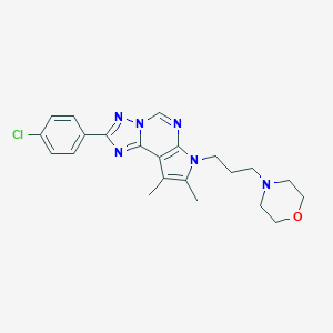 molecular formula C22H25ClN6O B360244 2-(4-chlorophenyl)-8,9-dimethyl-7-[3-(4-morpholinyl)propyl]-7H-pyrrolo[3,2-e][1,2,4]triazolo[1,5-c]pyrimidine CAS No. 920448-73-3