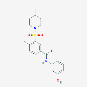 N-(3-hydroxyphenyl)-4-methyl-3-[(4-methyl-1-piperidinyl)sulfonyl]benzamide