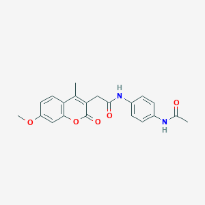 molecular formula C21H20N2O5 B360247 N-[4-(acetylamino)phenyl]-2-(7-methoxy-4-methyl-2-oxo-2H-chromen-3-yl)acetamide CAS No. 902314-80-1