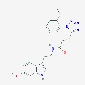 molecular formula C22H24N6O2S B360252 2-[1-(2-ethylphenyl)tetrazol-5-yl]sulfanyl-N-[2-(6-methoxy-1H-indol-3-yl)ethyl]acetamide CAS No. 879567-37-0