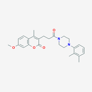 molecular formula C26H30N2O4 B360255 3-{3-[4-(2,3-dimethylphenyl)-1-piperazinyl]-3-oxopropyl}-7-methoxy-4-methyl-2H-chromen-2-one CAS No. 902303-82-6