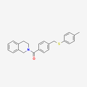 molecular formula C24H23NOS B3602551 2-(4-{[(4-methylphenyl)thio]methyl}benzoyl)-1,2,3,4-tetrahydroisoquinoline 