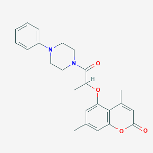 molecular formula C24H26N2O4 B360257 4,7-dimethyl-5-[1-methyl-2-oxo-2-(4-phenyl-1-piperazinyl)ethoxy]-2H-chromen-2-one CAS No. 902311-49-3