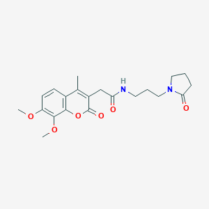 molecular formula C21H26N2O6 B360259 2-(7,8-dimethoxy-4-methyl-2-oxo-2H-chromen-3-yl)-N-[3-(2-oxo-1-pyrrolidinyl)propyl]acetamide CAS No. 904510-09-4