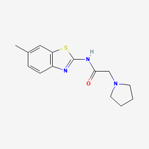 molecular formula C14H17N3OS B3602604 N-(6-methyl-1,3-benzothiazol-2-yl)-2-(1-pyrrolidinyl)acetamide 