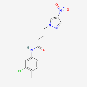 molecular formula C14H15ClN4O3 B3602652 N-(3-chloro-4-methylphenyl)-4-(4-nitro-1H-pyrazol-1-yl)butanamide 