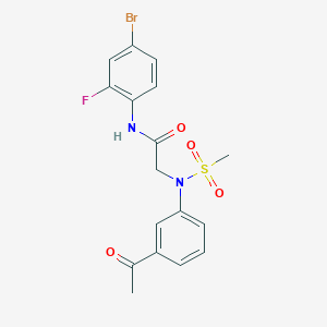 molecular formula C17H16BrFN2O4S B3602674 N~2~-(3-acetylphenyl)-N~1~-(4-bromo-2-fluorophenyl)-N~2~-(methylsulfonyl)glycinamide 